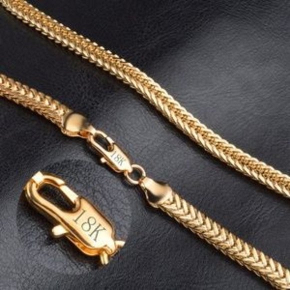 ❤️  20" Gold Link Chain Necklace Unisex Franco Necklace Chain 18K Gold Plated Ne - Picture 2 of 6